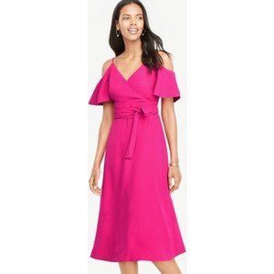 Ann Taylor Cold Shoulder Faux Wrap Dress - Size 14